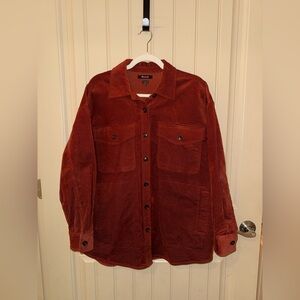 Madewell Corduroy Twill Oversized Shirt Jacket Size Medium in Mahogany